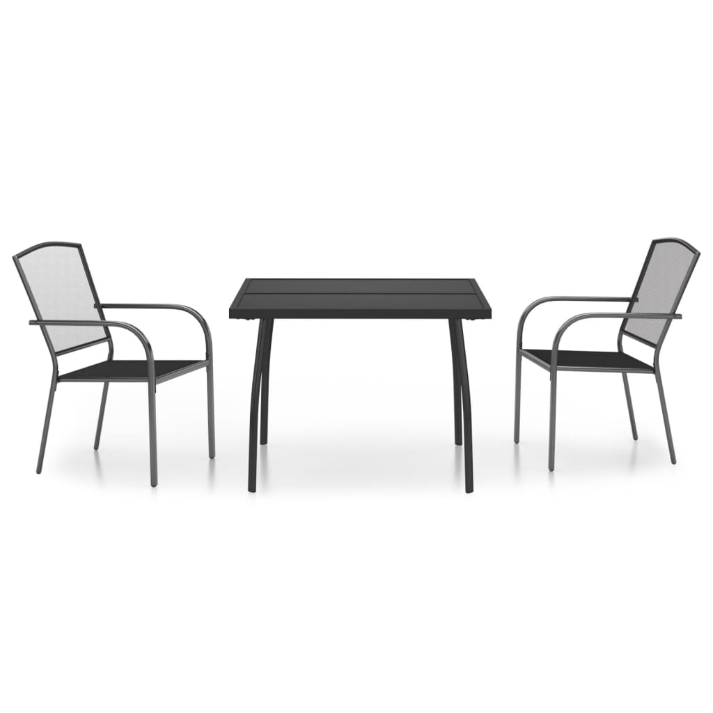 3 Piece Anthracite Steel Garden Dining Set