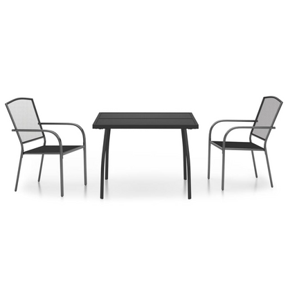 3 Piece Anthracite Steel Garden Dining Set