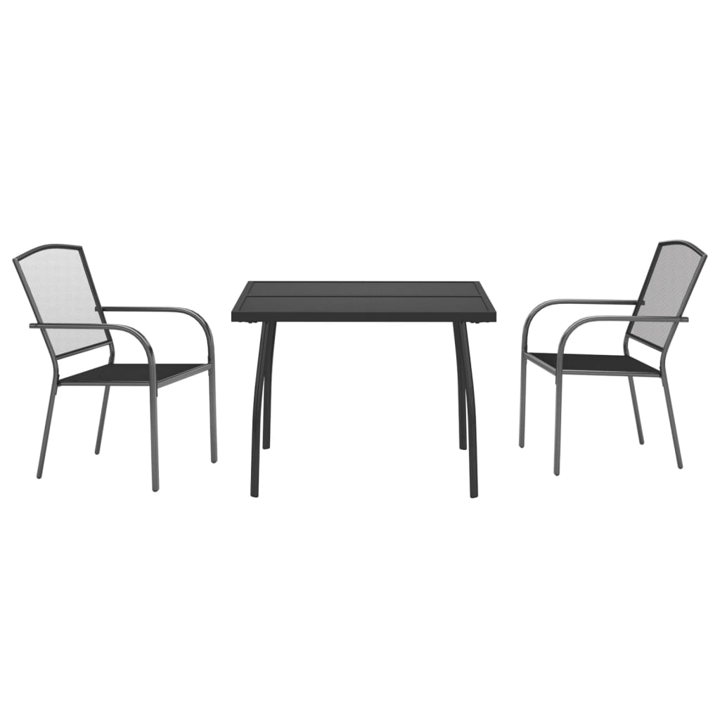 3 Piece Anthracite Steel Garden Dining Set