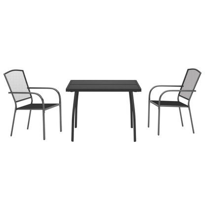 3 Piece Anthracite Steel Garden Dining Set