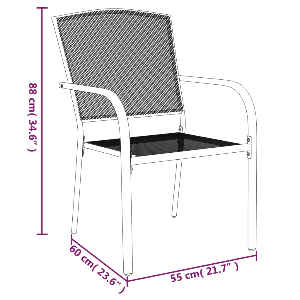 3 Piece Anthracite Steel Garden Dining Set