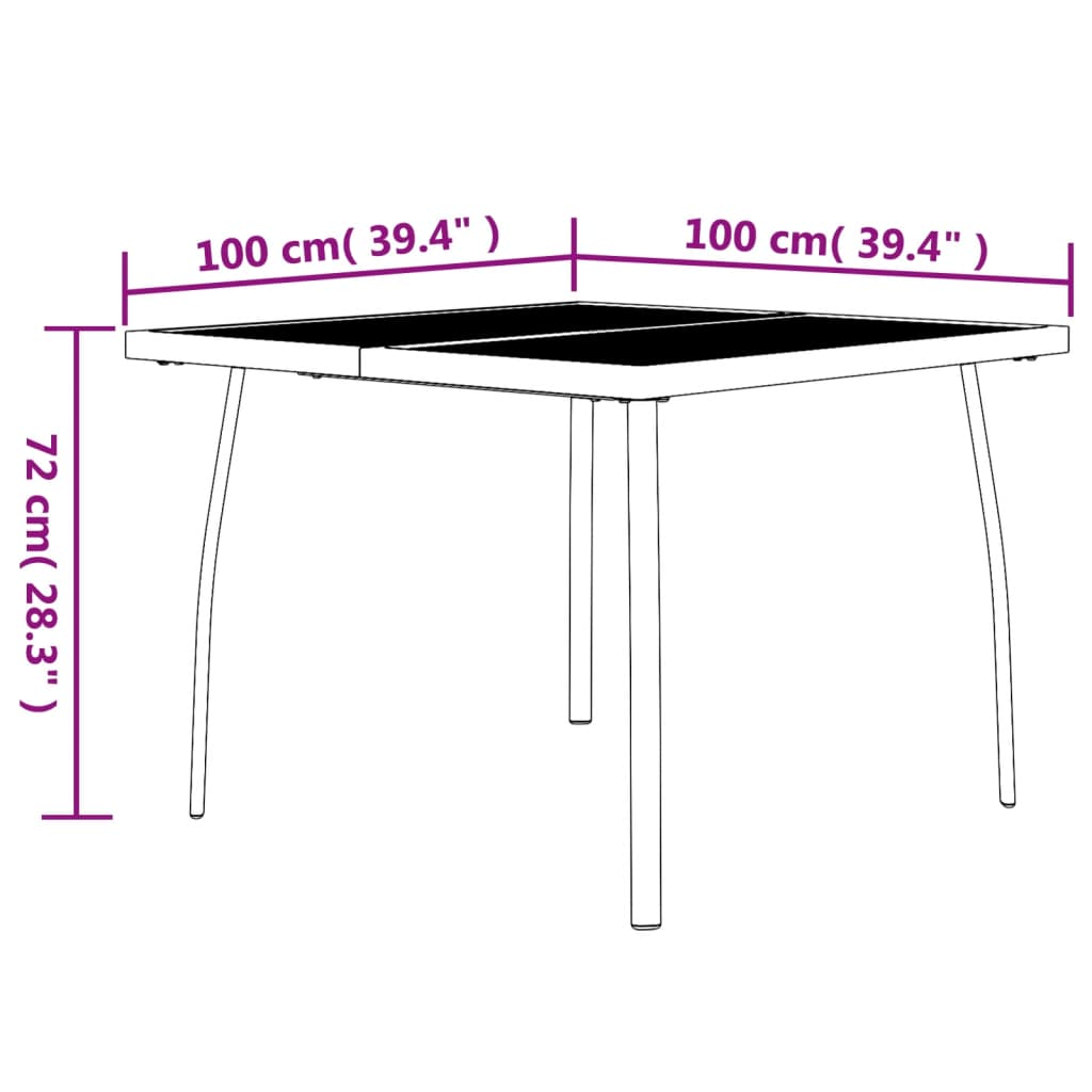 3 Piece Anthracite Steel Garden Dining Set