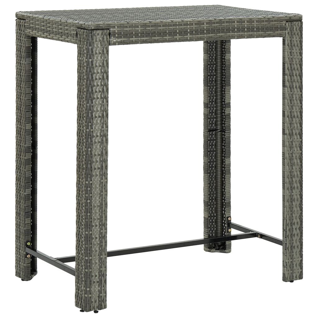 5 Piece Grey Poly Rattan & Solid Acacia Wood Garden Bar Set