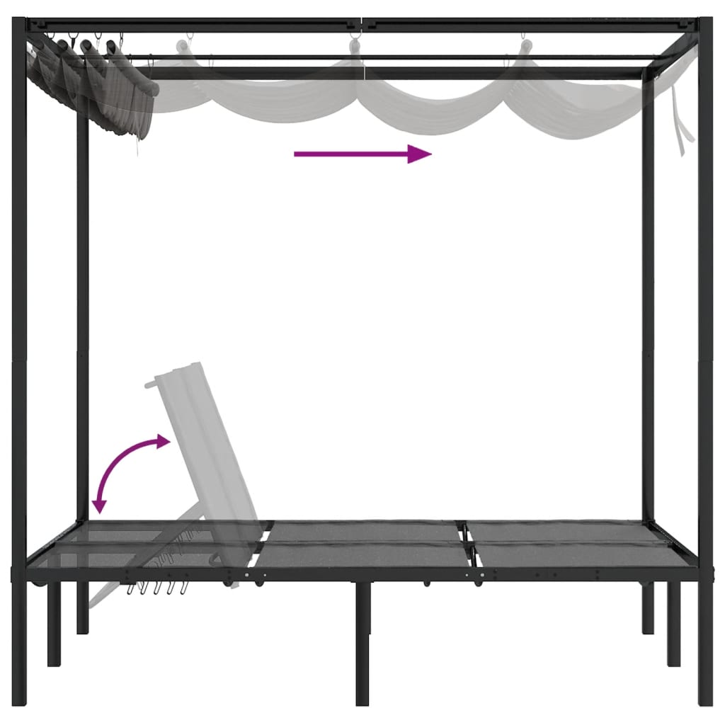  Double Sun Lounger with Side and Top Curtains