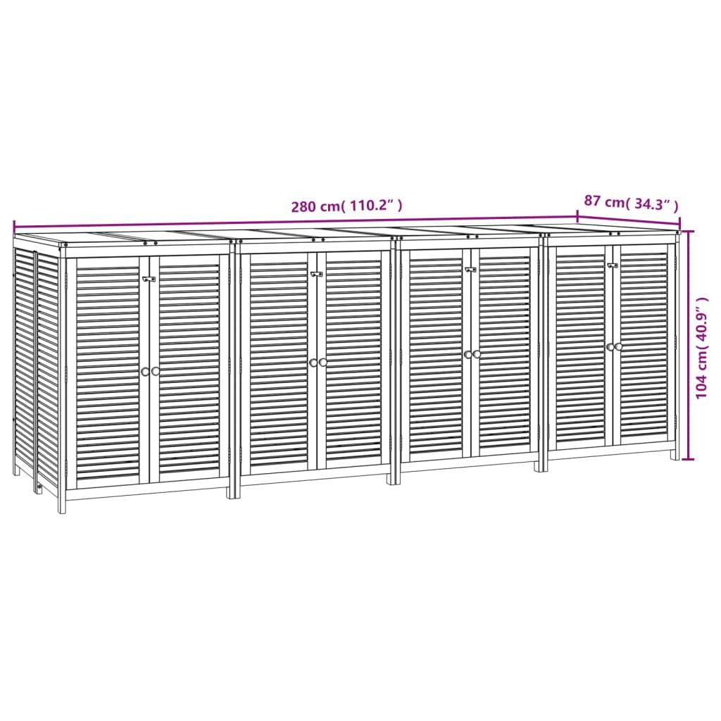 Solid Acacia Wood Garden Storage Box 280x87x104 cm