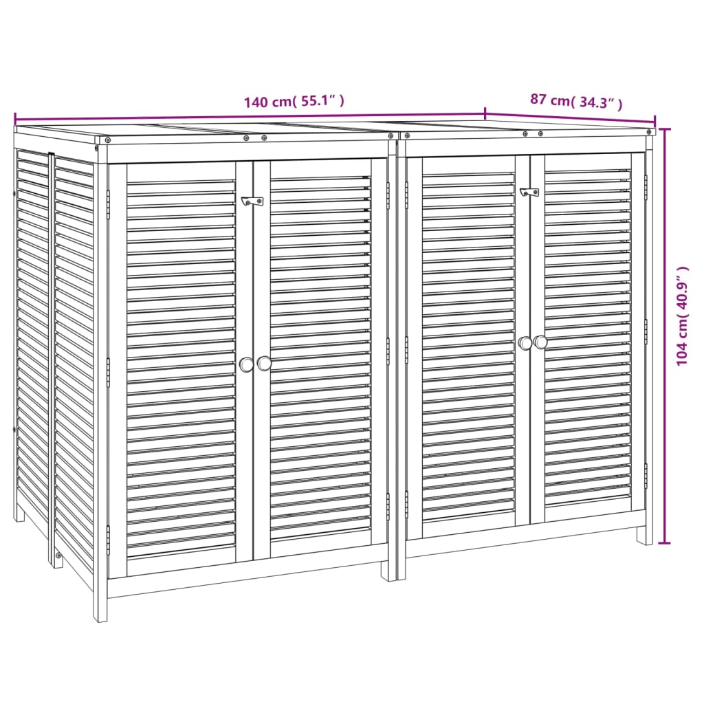 Solid Acacia Wood Garden Storage Box 140x87x104 cm