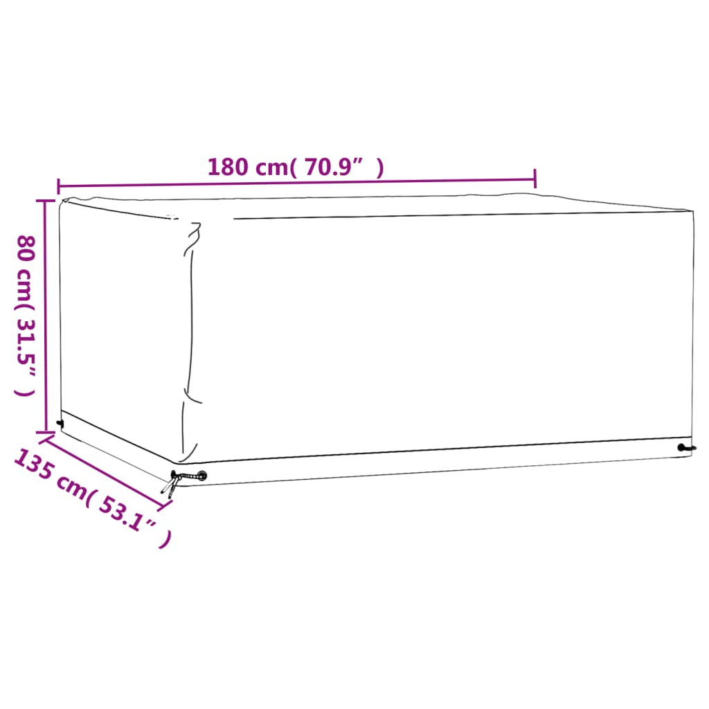 Rectangular Garden Furniture Covers 2 pcs 180x135x80 cm