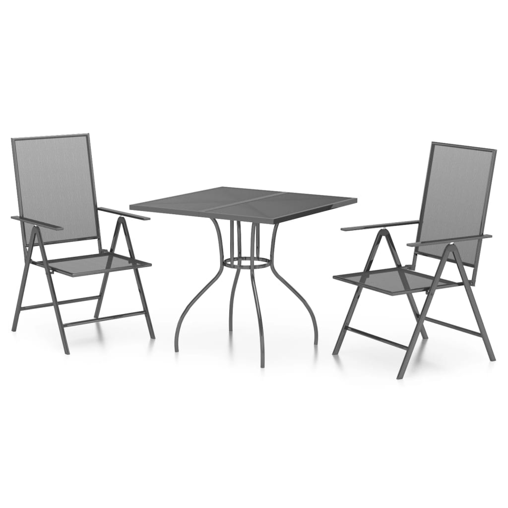  3 Piece Anthracite Steel Garden Dining Set