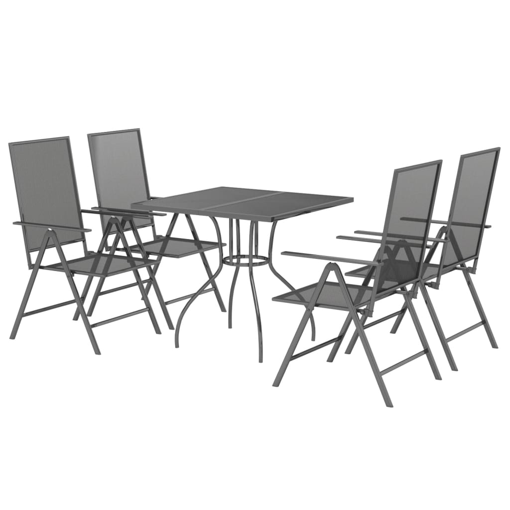 5 Piece Anthracite Steel Garden Dining Set