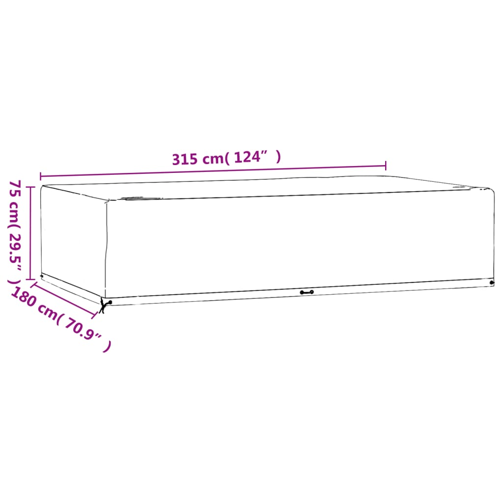 Garden Furniture Cover 315x180x75 cm Rectangular