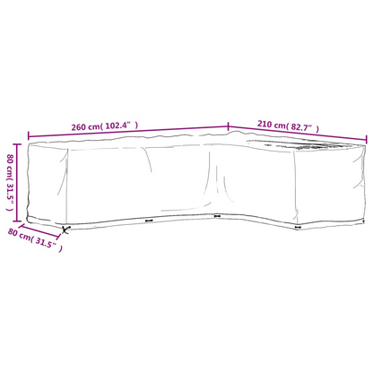 L-Shaped Garden Furniture Cover 260x210x80 cm