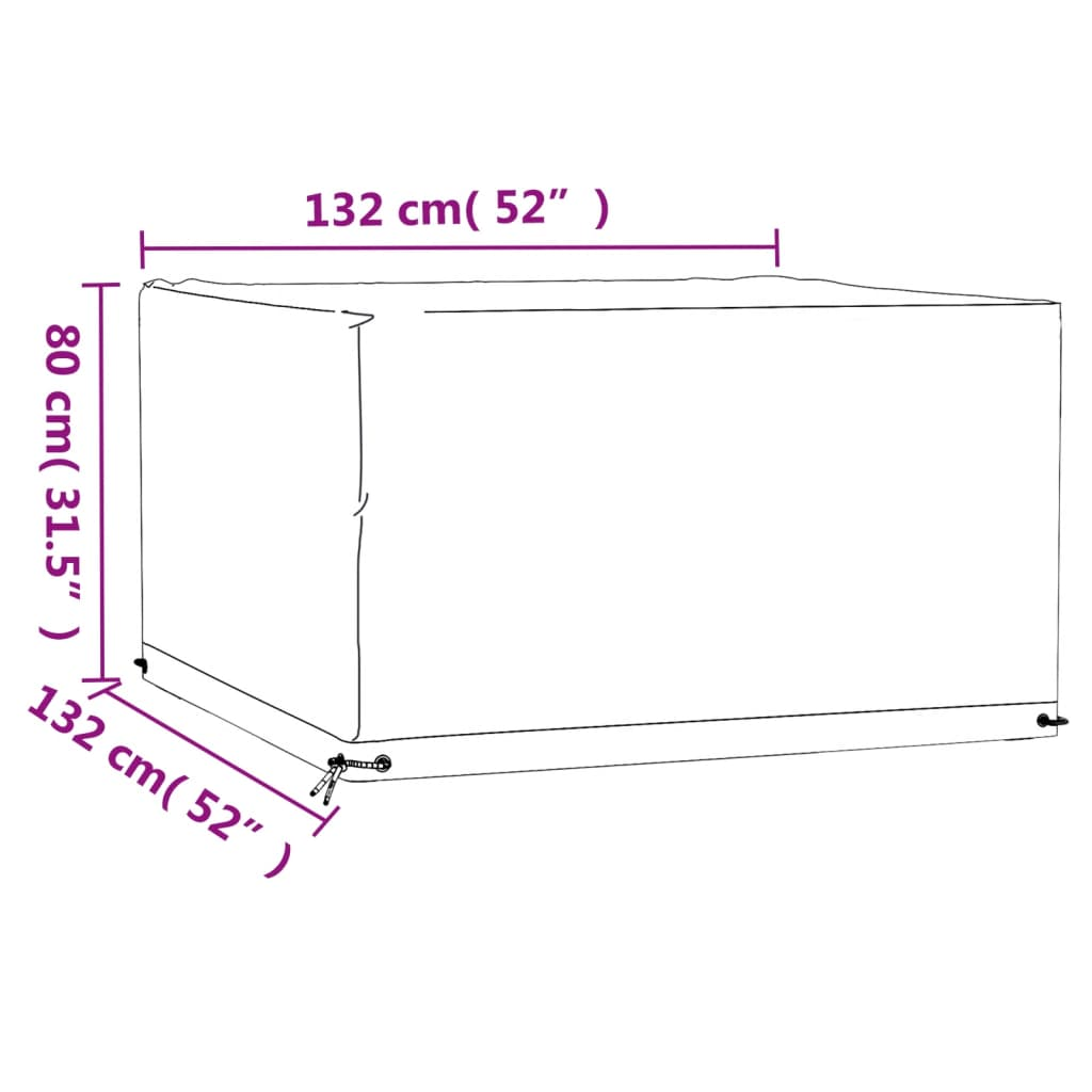  2 pcs Square Garden Furniture Covers 132x132x80 cm