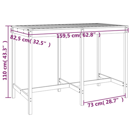 Honey Brown Garden Table 159.5x82.5x110 cm