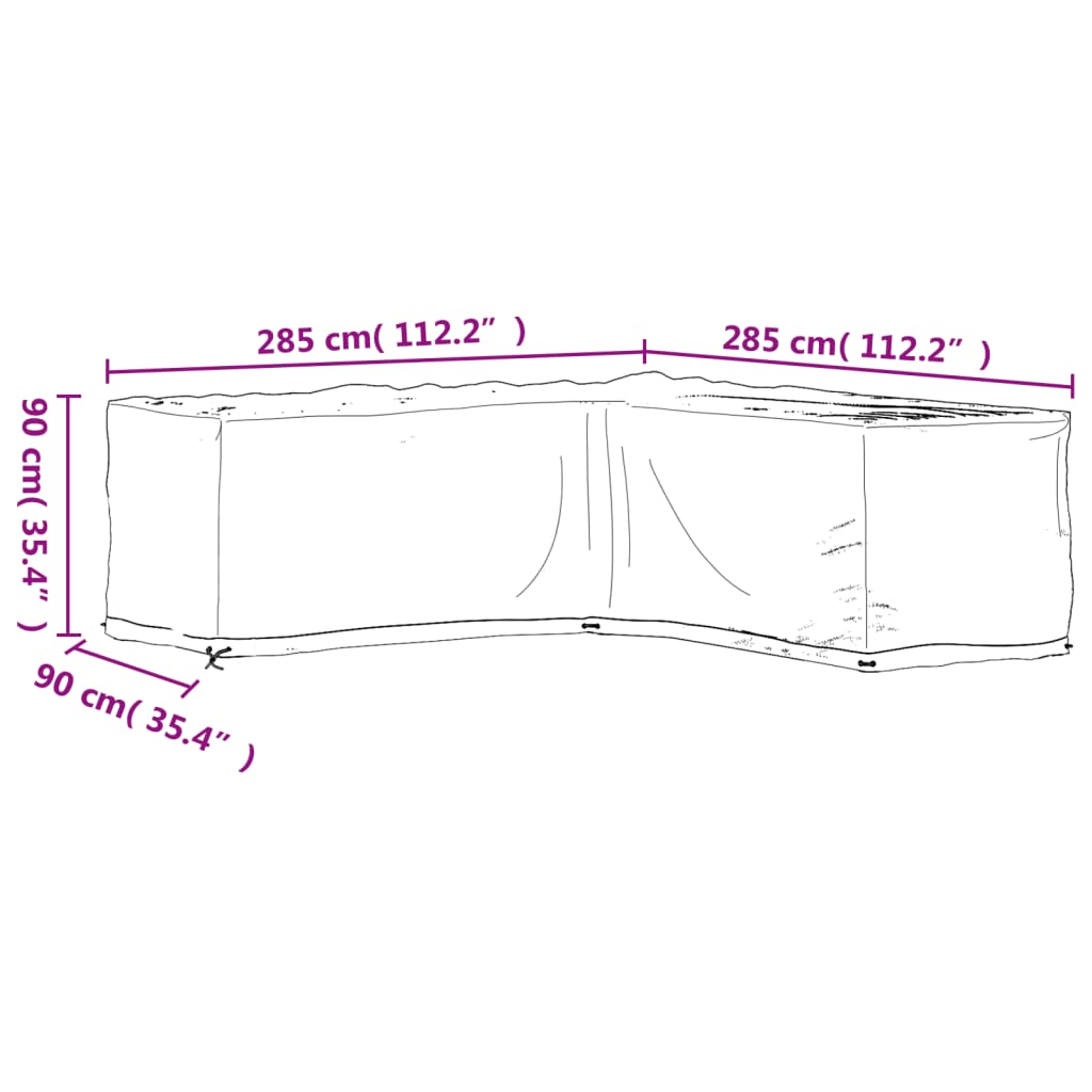 L-Shaped Garden Furniture Cover 285x285x90 cm