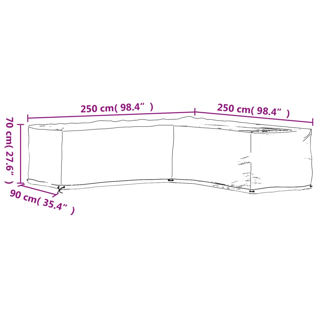 L-Shaped Garden Furniture Cover 250x250x70 cm