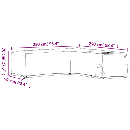 L-Shaped Garden Furniture Cover 250x250x70 cm