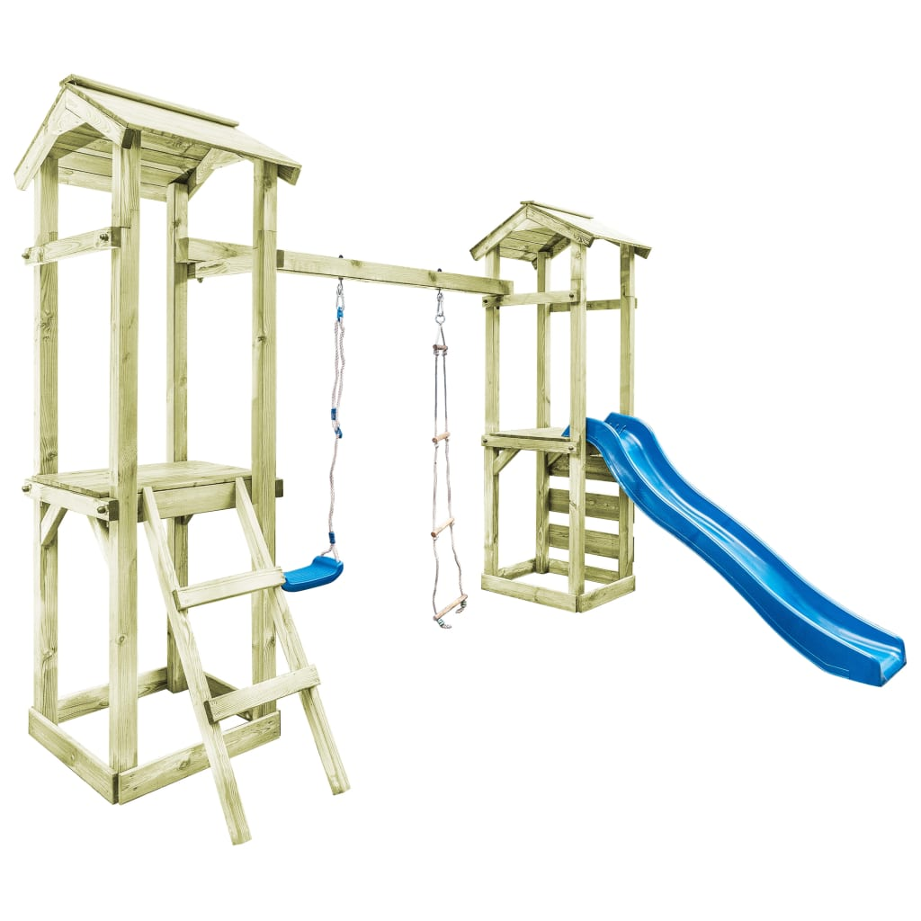 Swing Seat with Rope Ladder and Climbing Stones Blue PE