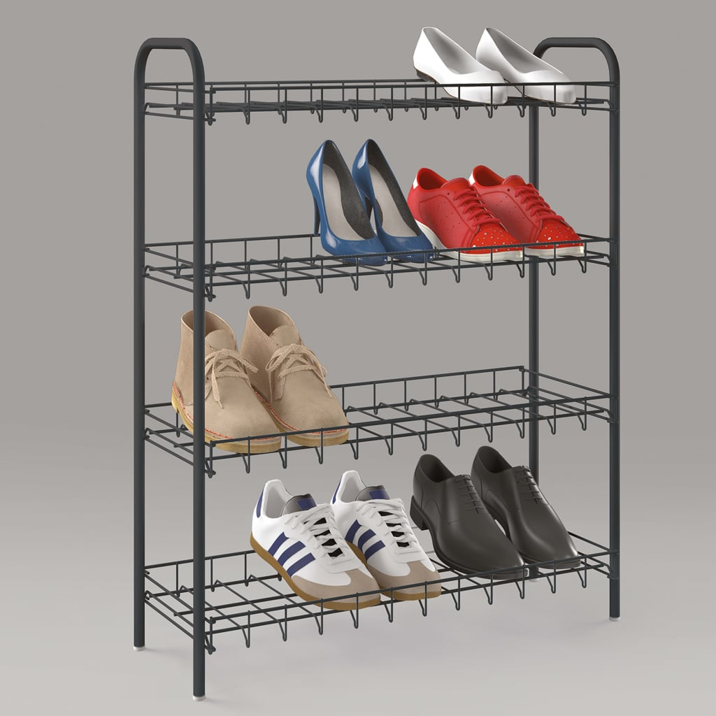 Metaltex 4-Tier Shoe Rack Shoe 4 Black