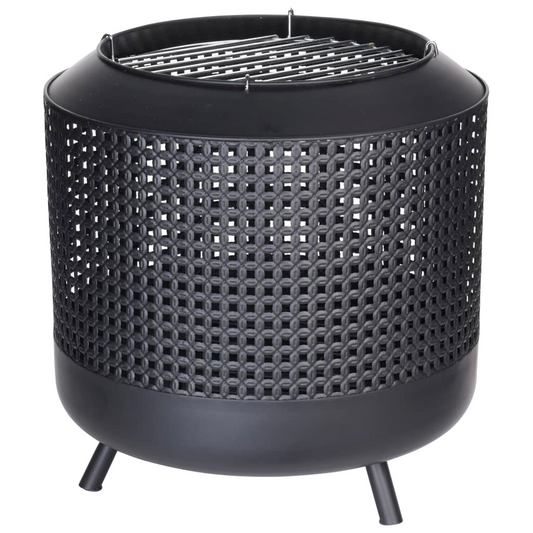 ProGarden Fire Basket With BBQ Grid Black