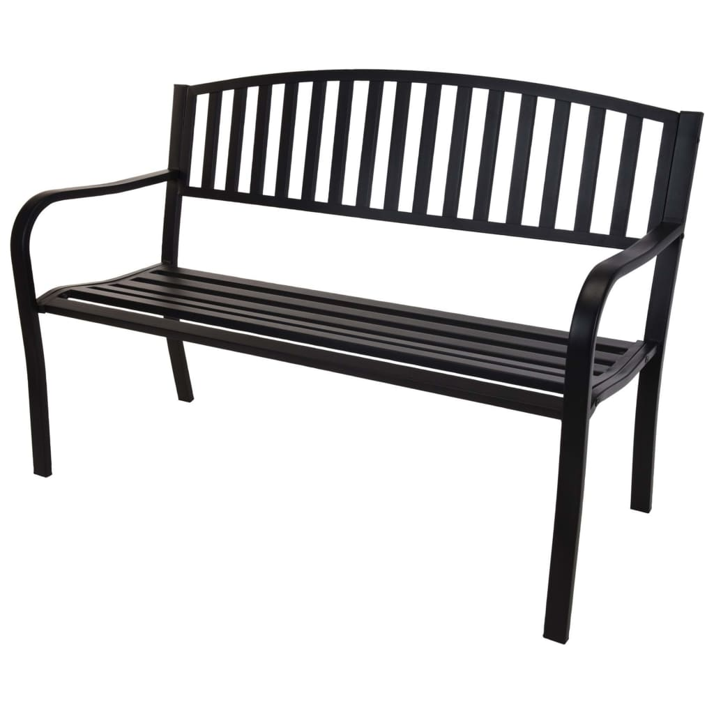  Black Metal Garden Bench 127x50x85 cm