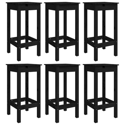 7 Piece Black Solid Pine Wood Garden Bar Set 