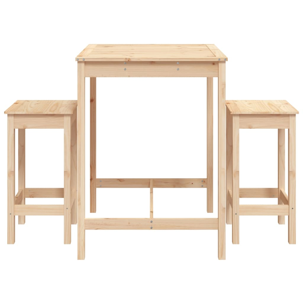 3 Piece Solid Pine Wood Garden Bar Set