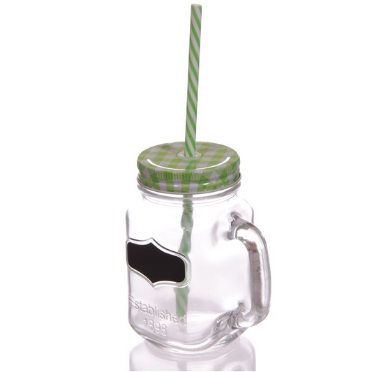 Vintage Drinking Jar and Chalkboard - Green