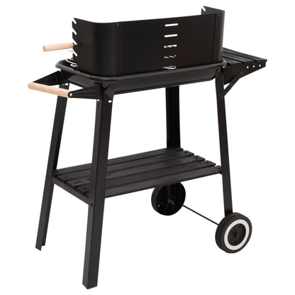 Charcoal BBQ Grill with Wheels Black Steel