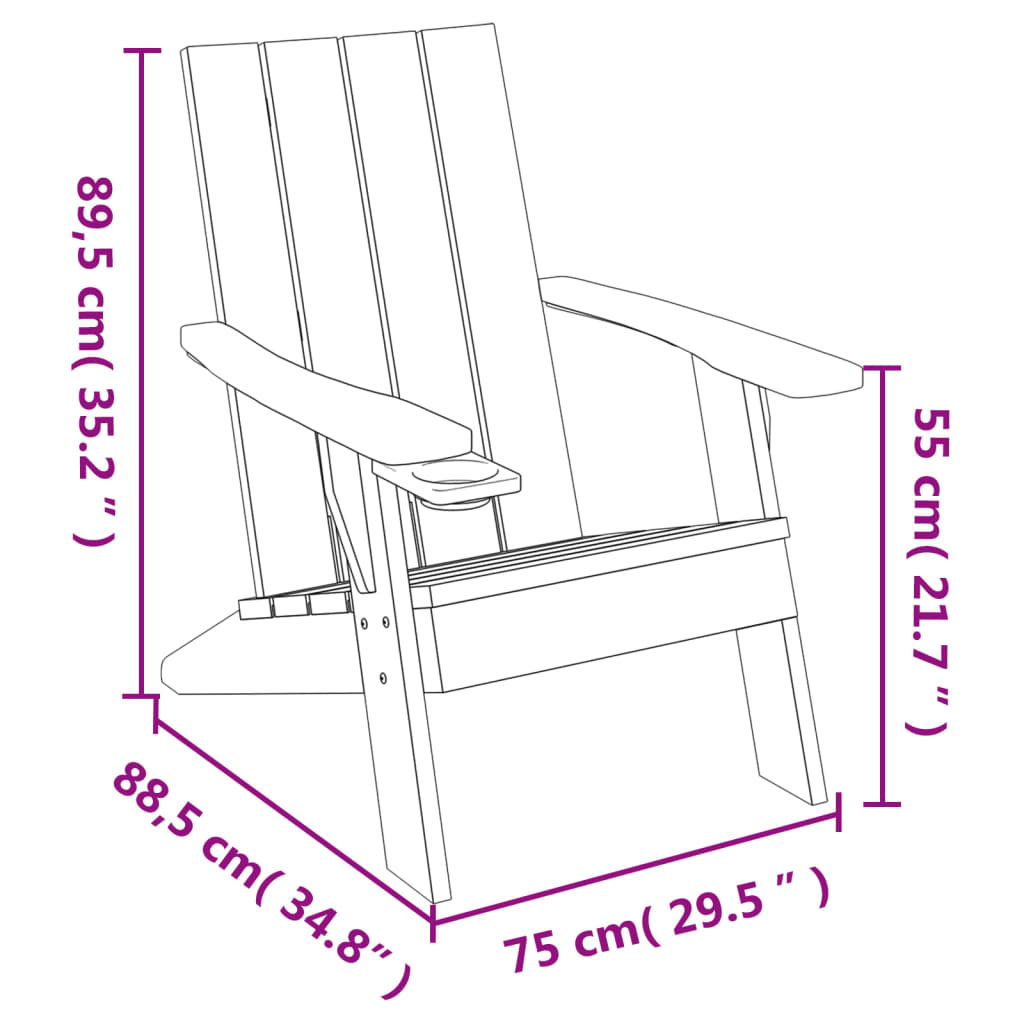  Light Brown Garden Adirondack Chair 75x88.5x89.5cm