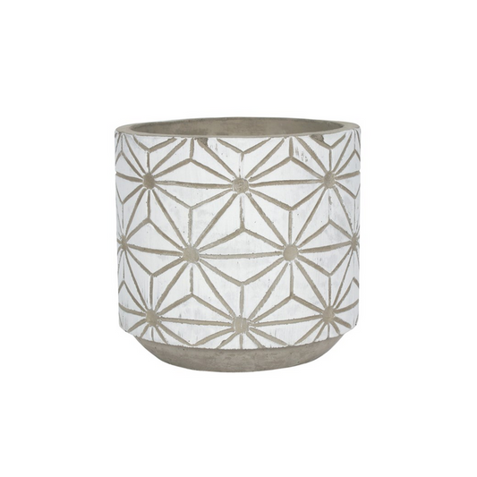 White Geometric Plant Pot