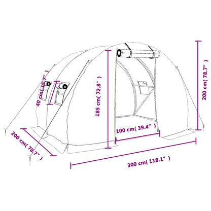 Greenhouse with Steel Frame White 6 m² 3x2x2 m