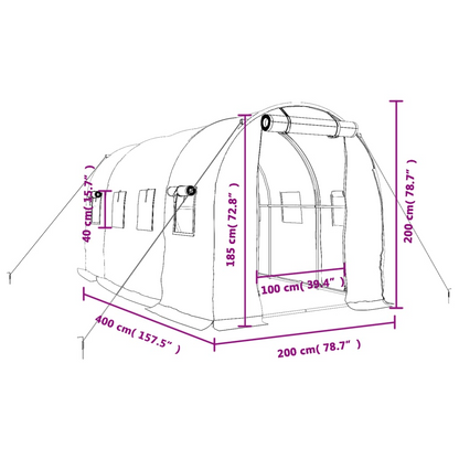 Greenhouse with Steel Frame White 8 m² 4x2x2 m