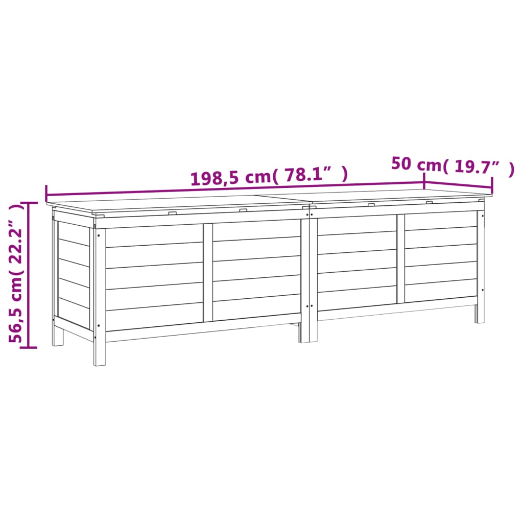  White Solid Fir Wood  Garden Storage Box  198.5x50x56.5 cm