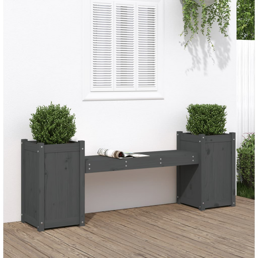 Grey Planter Bench 180x36x63 cm