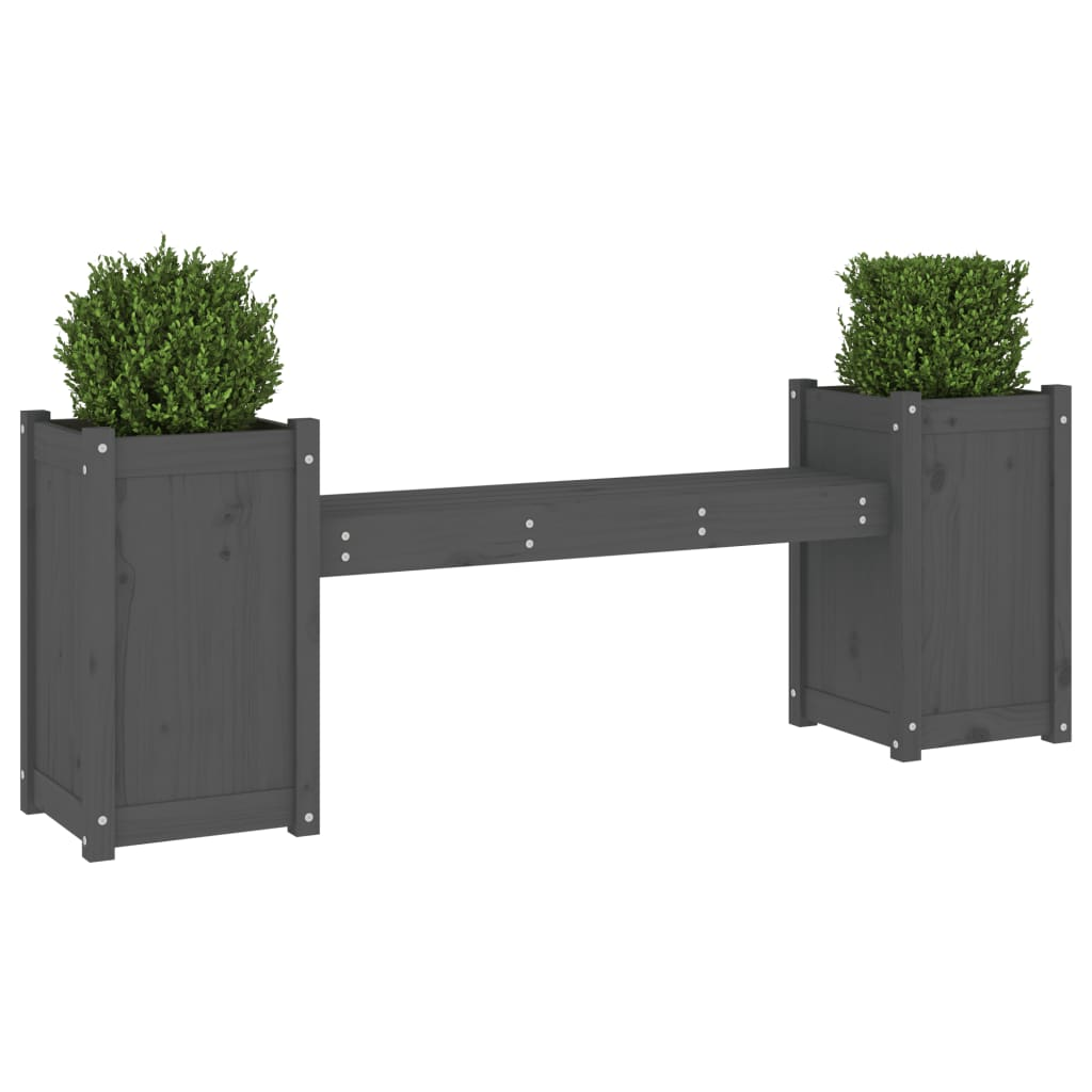 Grey Planter Bench 180x36x63 cm