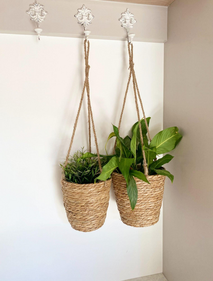 Set of Two Rush Grass Hanging Planters | Jscapes Home and Garden