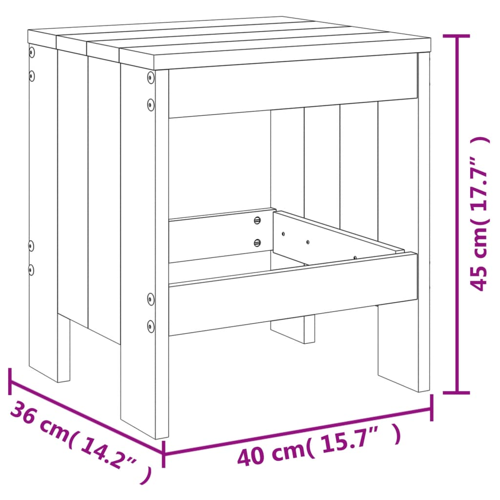 2 pcs Grey Solid Pine Garden Stools 40x36x45 cm