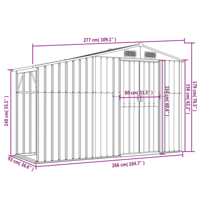 Garden Shed Green 277x93x179 cm