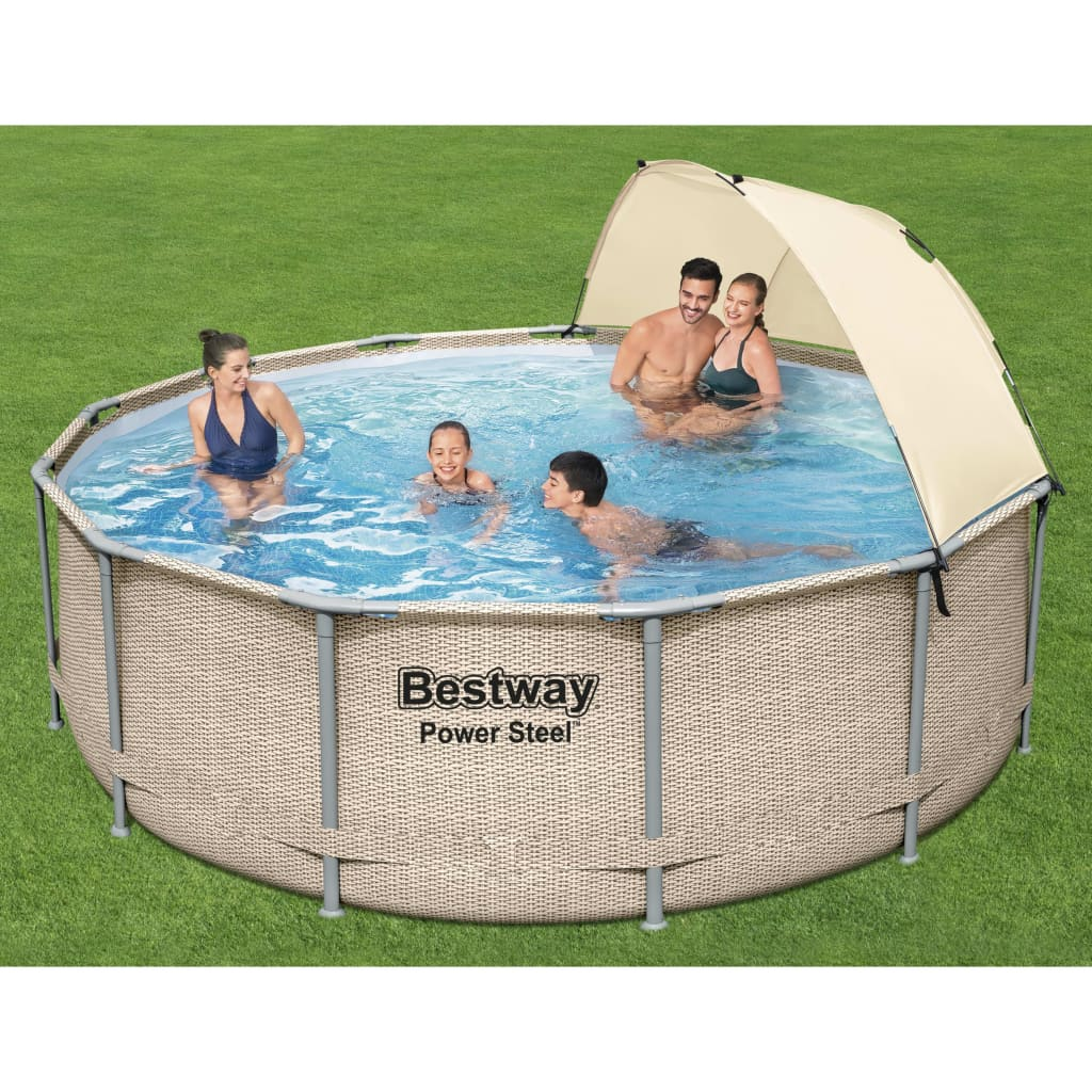 Bestway Power Steel Swimming Pool Set with Canopy 396x107 cm