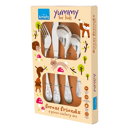 4-Piece Children Cutlery Set Forest friends High-gloss Silver