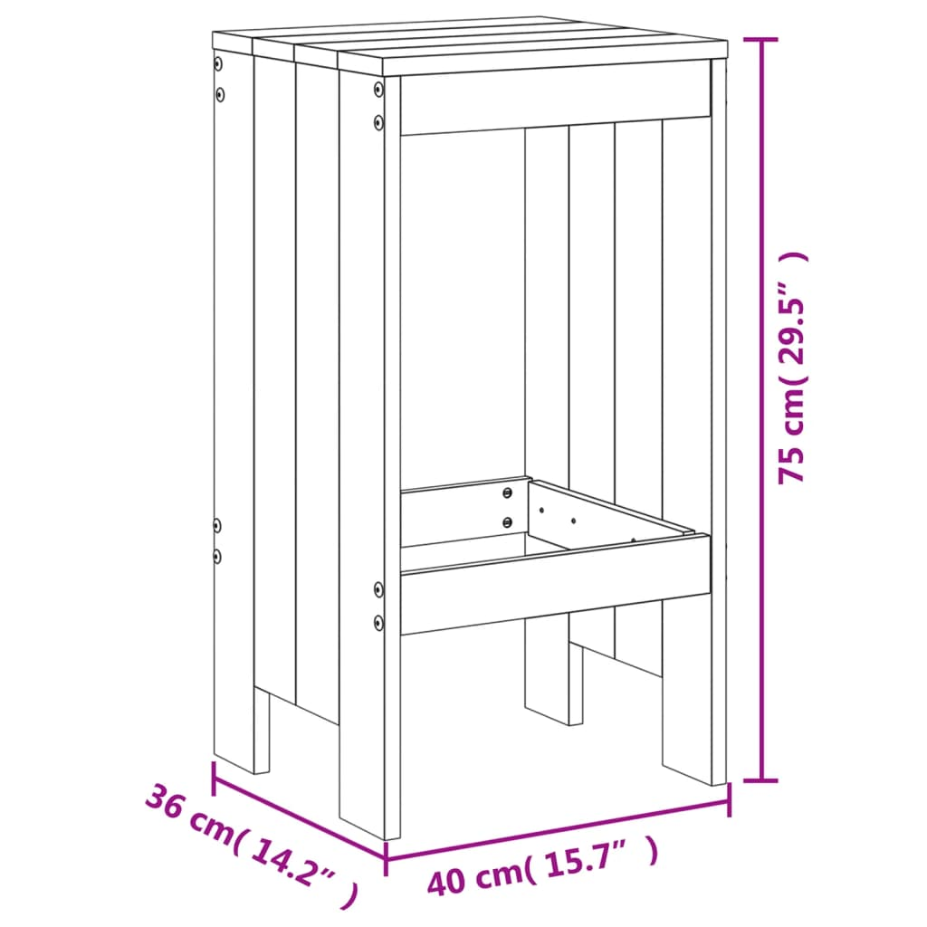  5 Piece Grey Solid Pine Garden Bar Set