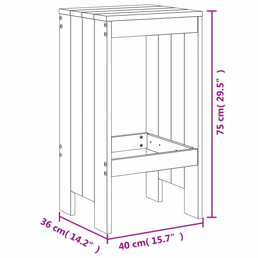 3 Piece Solid Pine Wood Garden Bar Set