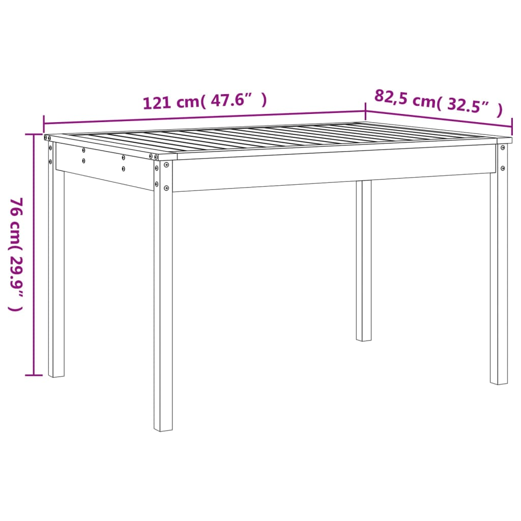 5 Piece Black Solid Pine Garden Dining Set