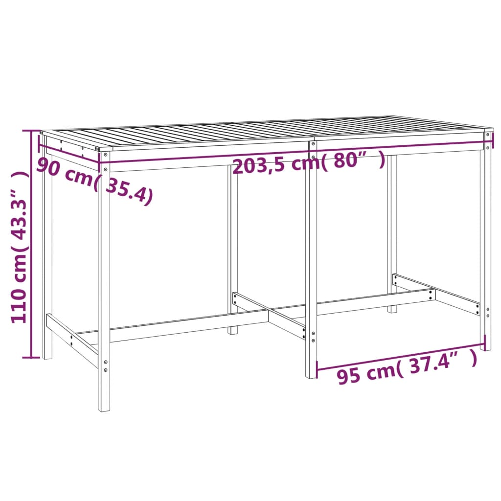  9 Piece Grey Solid Pine Wood Garden Bar Set