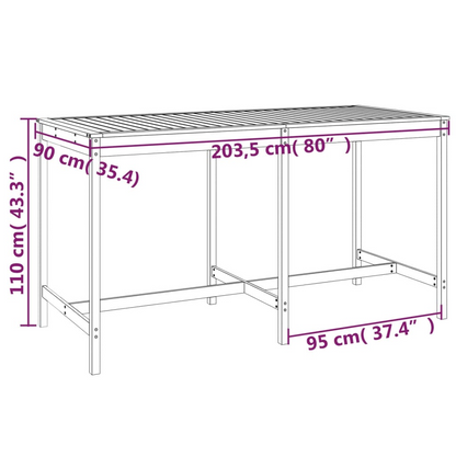  9 Piece Grey Solid Pine Wood Garden Bar Set