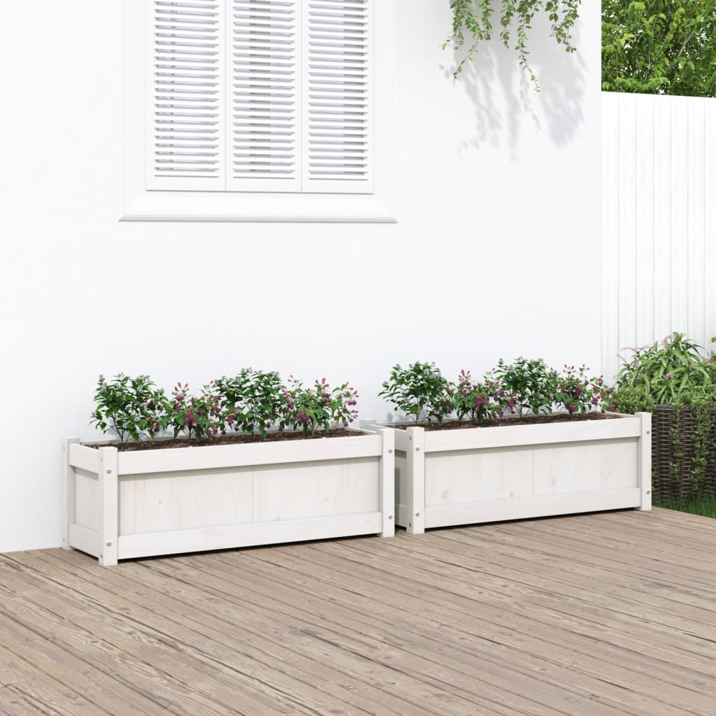 Set of 2 White Garden Planters | Jscapes Home and Garden