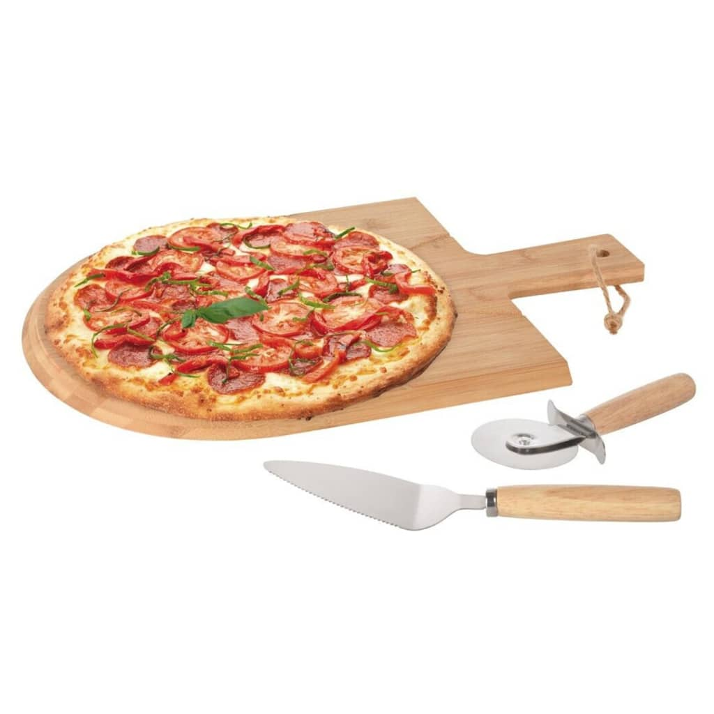  3 Piece Bamboo Pizza Cutting Set | Jscapes Home and Garden