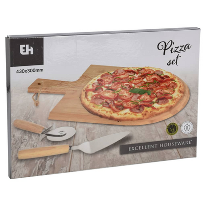  3 Piece Bamboo Pizza Cutting Set | Jscapes Home and Garden