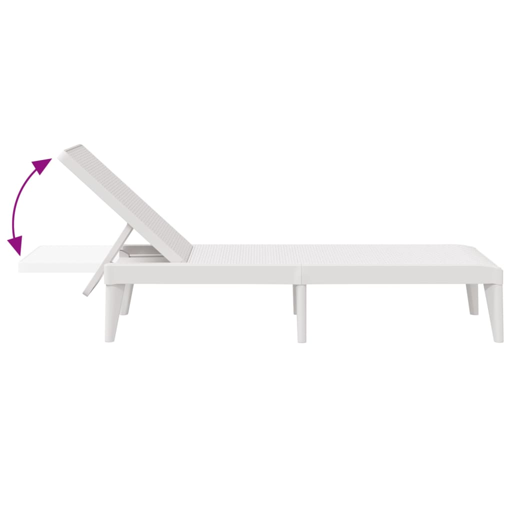 White Sun Lounger 186x60x29 cm