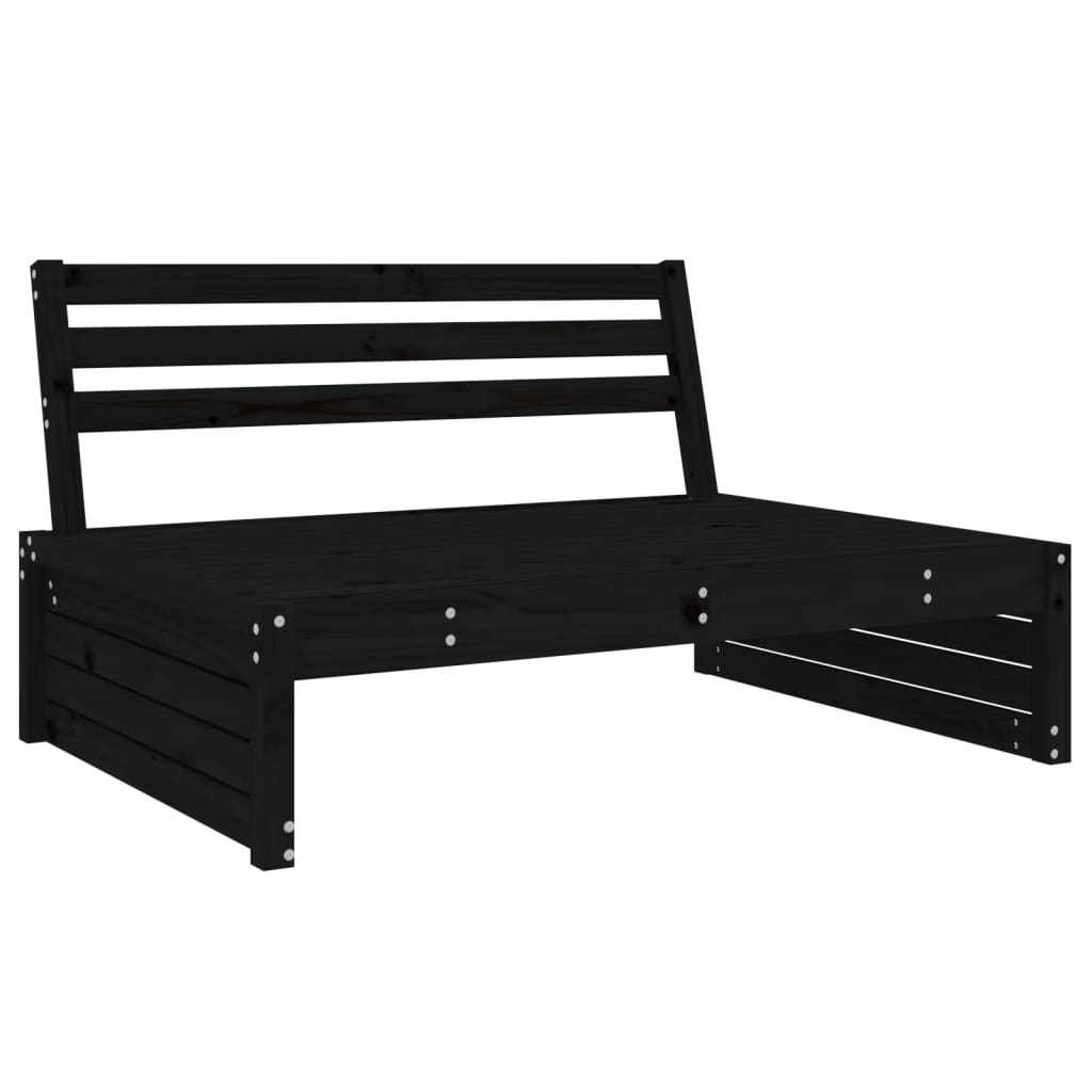  2 Piece Black Solid Pine Garden Lounge Set 